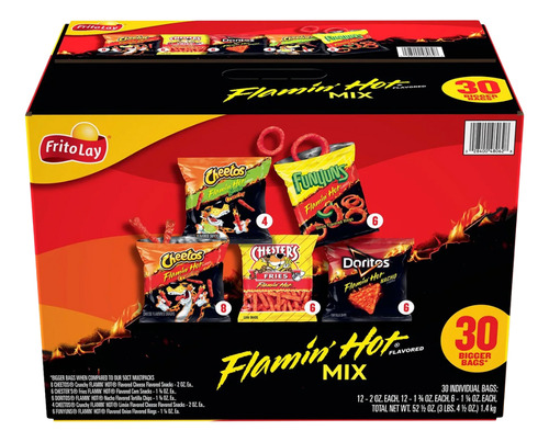 Flamin Hot Mix 30 Bolsas Cheetos Flamin Doritos Funyons