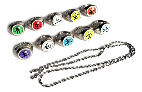 Anime Rings Set Adjustable With Necklace Jewelry Cosplay Pro