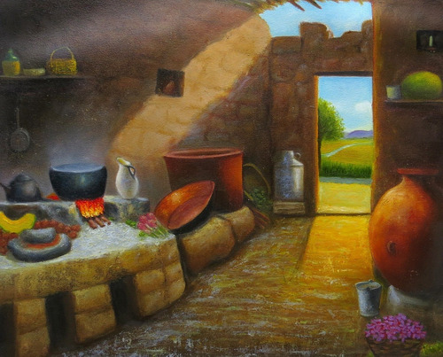 Cocina Andina - Pintura Al Óleo (sedamanos Art)