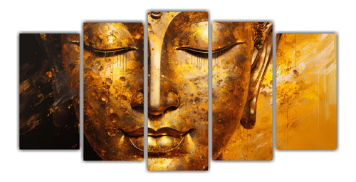 150x75cm Cuadro Buddha Rojo Y Dorado Estilo Estilo Óleo