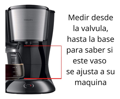 Imagen 2 de 10 de Vaso Jarra Conico De Vidrio Para Cafetera Tapa Regulable