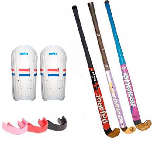 Kit Hockey Palo Donnay + Par Canilleras + Protector Bucal