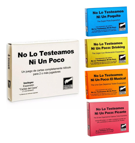 No Lo Testeamos Ni Un Poco Buró + 4 Expansiones Juego Cartas