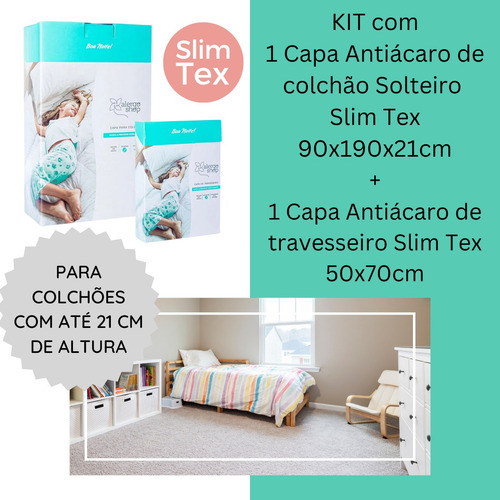 Capa Antiácaro Colchão Solteiro Slim Tex + Trav Alergoshop