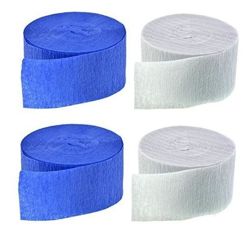 Azul Y Blanca De Papel Crepé Serpentinas (2 Rollos Cada Colo