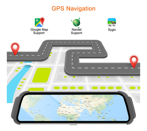 10 Pulgadas 4g Adas Carro Dvr Gps Navegación Fhd 1080p Auto