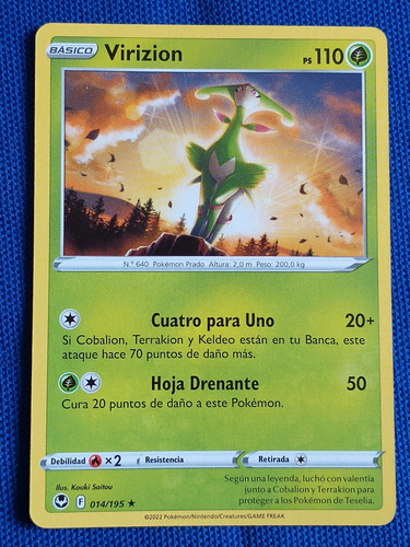 Virizion Basico Pokémon No.640 014/195 Nintendo 2021 Españo