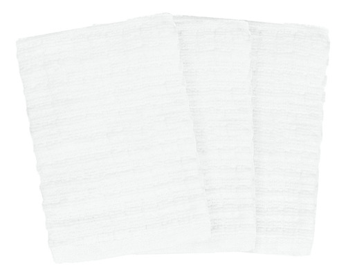 Juego De 3 Paños De Cocina 100 % Rizo Blanco 35 X 30 Cm