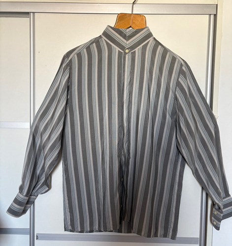 Camisa Yves Sainy Laurent Orig Francia Sed Nat Ray Gris Tl (Usado)