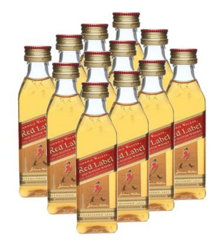 12x Minatura De Whisky Red Label 8 Anos 50ml