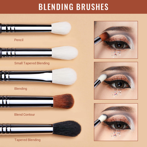 Jessup Brochas De Maquillaje Profesional Para Ojos 19 Pz Color Negro