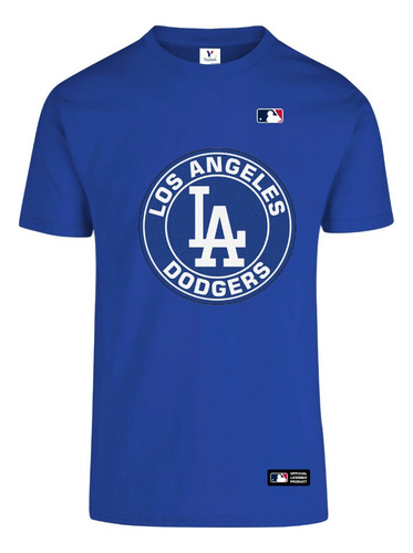 Playera Dodgers La Logo Beisbol Circulo Basica Personalizada