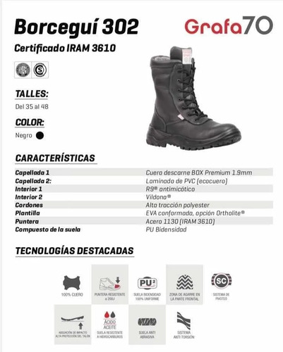 Imagen 4 de 6 de Borcegui Borcegos Tácticos Botin Seguridad Grafa 70 -no Ombu