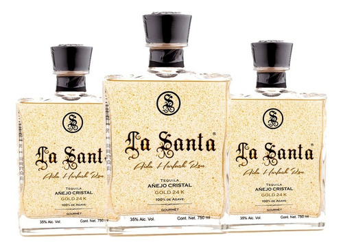 Pack De 3 Tequila La Santa Añejo Cristal 750ml