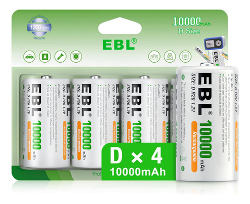 Ebl Bateras D Recargables De 10000 Mah Ni-mh De Alta Capacid