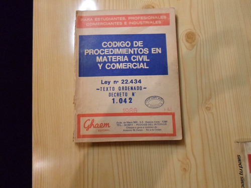 Código Procedimientos Civil Y Comercial - Ley 22434