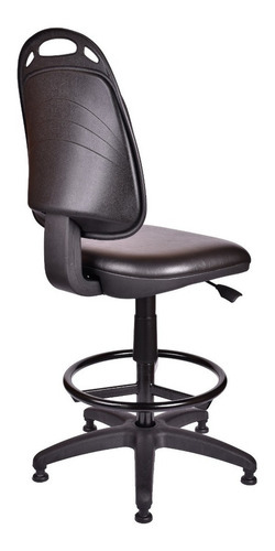 Silla de escritorio de Outlet Diva cajera sin apoyabrazos y sin ruedas ergonómica negra con tapizado de cuero sintético