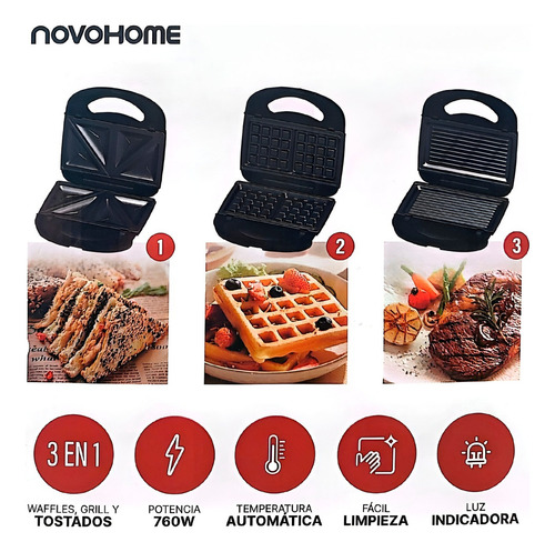 Sandwichera Waflera Tostadora 3 En 1 Hytoshy 750w Plateado