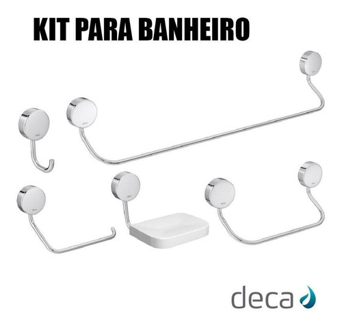 Kit De Acessórios Para Banheiro 5 Peças Deca Modelo Cromadas