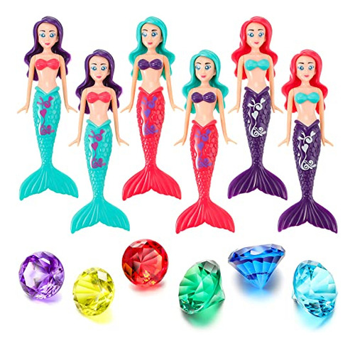 12 Piezas Muñecas Sirenas Y Preciosas Gemas De Buceo 351xu