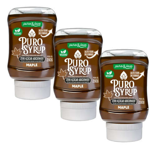 Calda Saudável Fibra Tapioca Sabor Maple Puro Syrup 3 Und