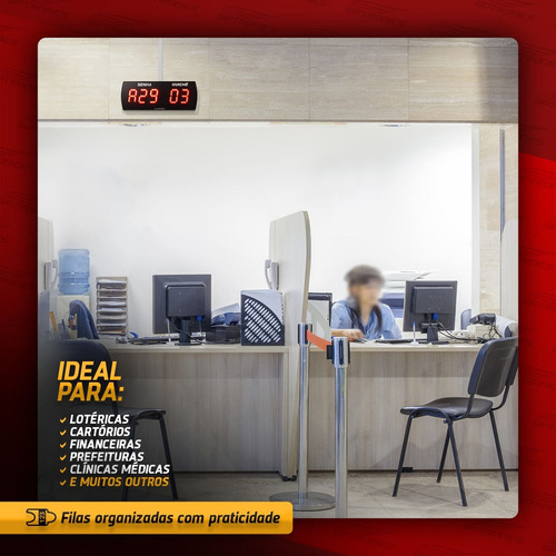 Painel De Senha Guichê Com 6 Controles E Impressora S/ Fio