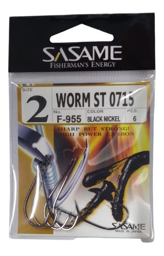 Anzuelos Sasame Worm St F-955 N 2 Japones Pesca Variada 6u.