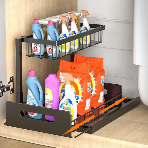 Rack Organizador Debajo Del Fregadero Para Cocina O Baño Color Negro
