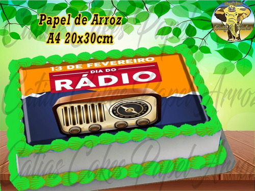 Papel De Arroz Comestível P/ Bolo 20x30 Dia Mundial Do Rádio