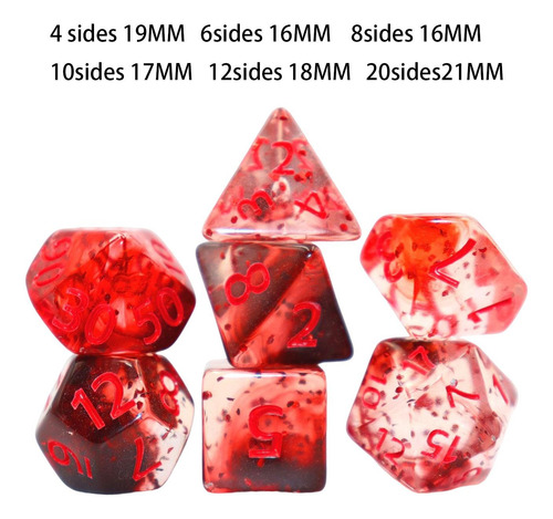 7 Piezas De Dados Poliédricos D6 D4 D8 D10 D12 D20 Rojo