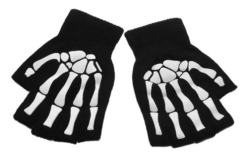 Guantes De Huesos  Calavera Esqueleto Dedos Cortos Con Brillo En La Oscuridad Disfraz Halloween