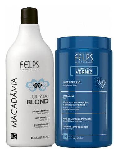 Felps Kit Progressiva Macadâmia 1l + Banho De Verniz 1kg  