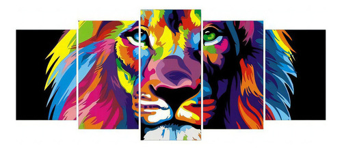 Quadros Decorativos Mdf Leão Judá Mosaico Colorido 154x65cm Cor Outro
