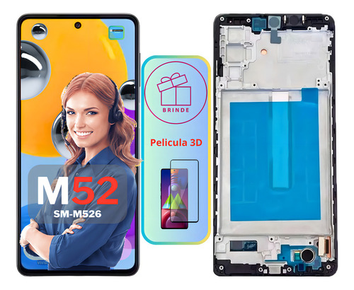Tela Frontal Touch Vivid M52 5g Samsung Sm-m526. Cor Preto