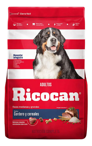 Comida Perro Adulto Mediano Y Grande Ricocan Cordero 15kg