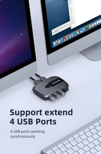 Imagem 2 de 4 de Chaveador Switcher Unnlink 4k Kvm Hdmi Usb Com Extensor