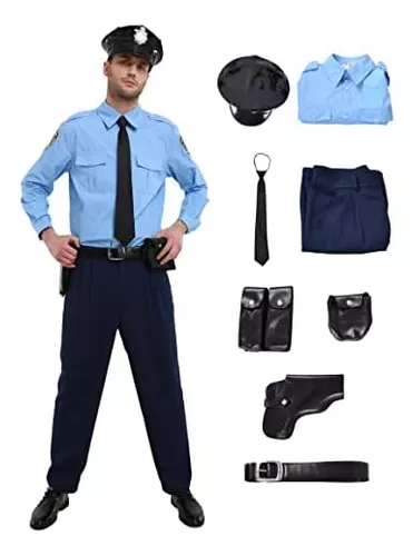 Comprar Traje de uniforme de oficial de policía para mujer, disfraz de  Halloween, cosplay con cinturón, bolso, sombrero y puños