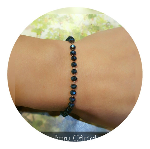 Pulsera Con Cristales De Color Azul Acero Blanco