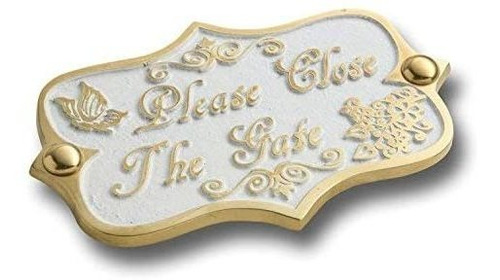 Please Close The Gate Brass Door Sign. Vintage Shabby C...
