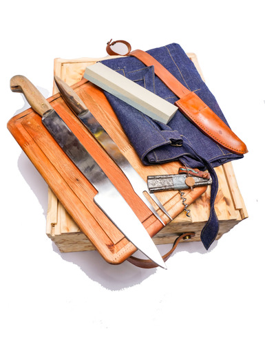 Set Asador, Maletin De Madera.cuchillo Y Tenedor Parrillero