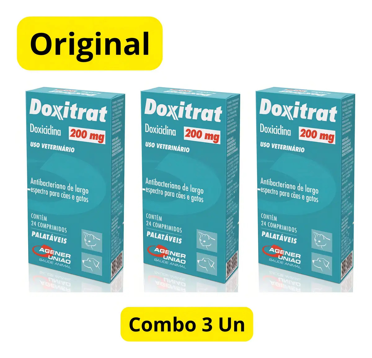 Doxitrat 200mg Agener União Cães/Gatos Antibacteriano Kit 3x24 Comprimidos