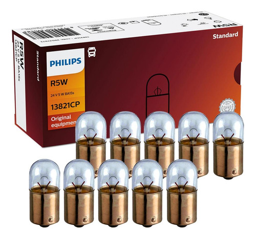 10 Lâmpada Philips Sinalização R5w 24v Ba15s Tipo 67