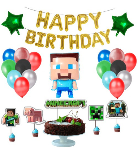 Globos De Minecraft Kit Completo 