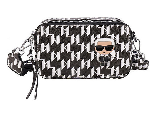 Negro Bolso Bandolera De Cuero Karl Lagerfeld Nuevo [u]