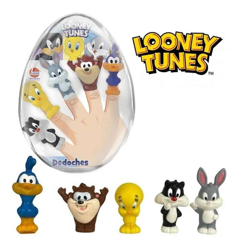 Imagem 1 de 4 de Miniaturas Dedoches Looney Tunes 5 Pçs No Ovo M - Lider 3054