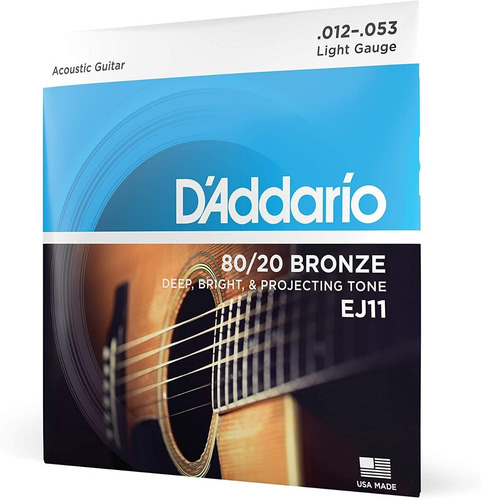 Daddario Ej-11 Juego Cuerdas Guitarra Acustica Bronze 12-53