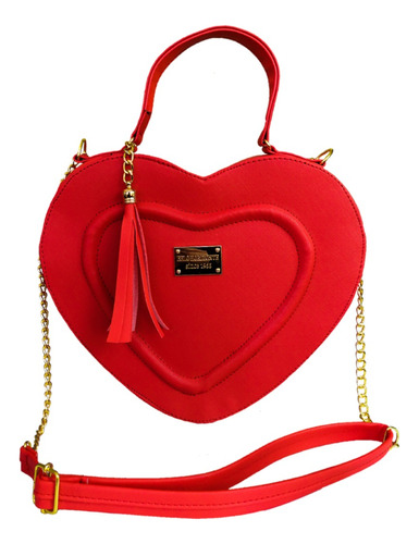 Bolsa Cruzada Para Dama Mujer Forma De Corazón Rojo Vinipiel