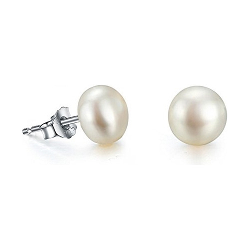 Aretes De Perlas De Plata Para Mujer