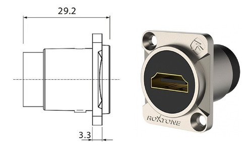 Imagen 3 de 7 de Ficha Hdmi Hembra Metalica Para Chasis - Roxtone Rah14d