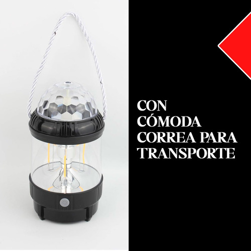 Linterna Farol Led Proyector Camping Luz Disco Usb Fiestas Blanco Negro